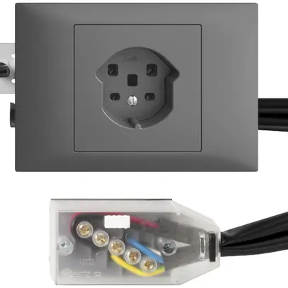 Presa INS EDIZIOdue T25 grigio scuro, 45…69mm per cavo piatto Technofil 