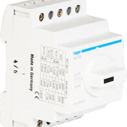 Interrupteur rotatif AMD Hager 20A 400V 3 fermeur 0 ouvreur 0 inverseur 3UM 