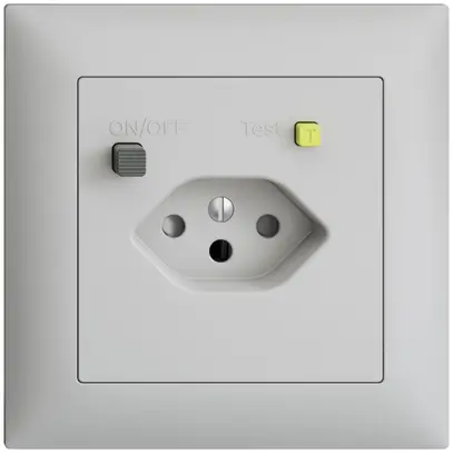Prise ENC EDIZIOdue T13 FI 30mA FMI, shutter, gris clair 