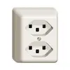 AP-Steckdose 2×T23 16A weiss FH, mit Steckklemmen 