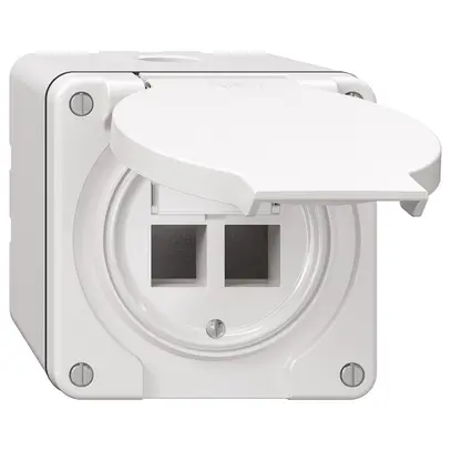 Kit de montage NAP Feller Keystone, pour sortie droite, double, blanc 