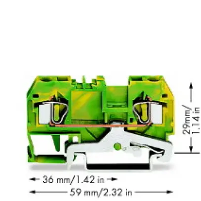 Morsetto WAGO 2L 4mm² verde/giallo 