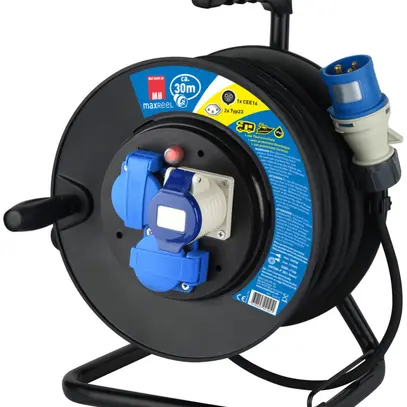 Avvolgicavo MH 1×CEE 16 blu 2×tipo 23 230V H07RN-F3G1.5mm² 30m IP44 nero 