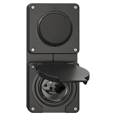 Combinaison NUP NEVO, interrupteur à poussoir schéma 3/1L + prise type 13, noir 