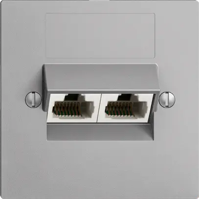 Prise ENC 2×RJ45/u 4P sép.EDIZIOdue silver ITplus 