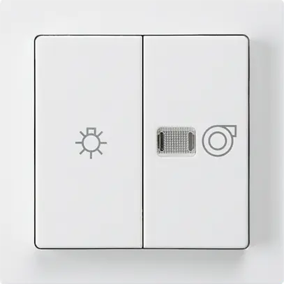 Interruttore luminoso kallysto 1/1L bianco simbolo illuminazione+ventilazione 