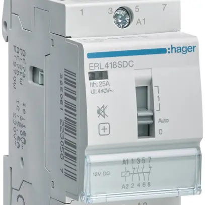 Contattore AMD Hager 12VDC 2 chiusura 2 apertura 16A senza ronzio 2UM 