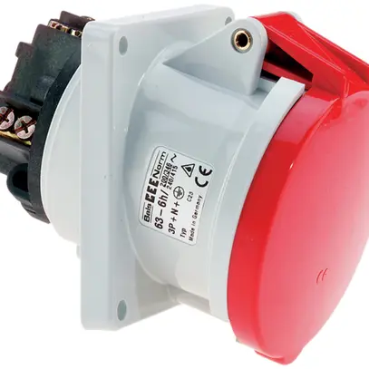 Presa INS CEE Bals 5P 63A 400V 6h rosso IP44 nich.QC obliq. 
