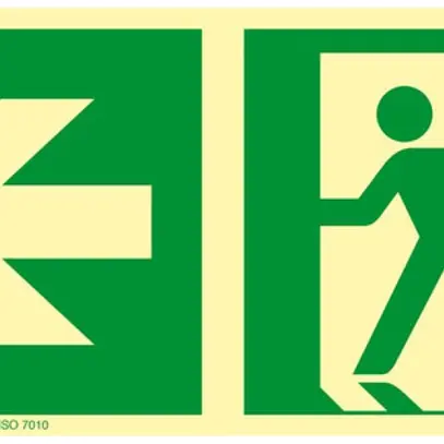 Piktogramm Rettungsweg nach links, 150mm 