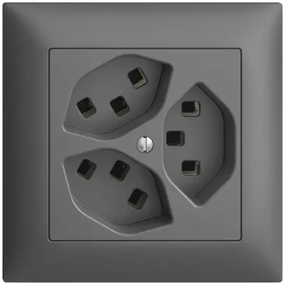 Presa INC 3×T23 16A EDIZIOdue grigio scuro, con morsetti innest. 