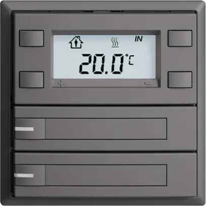 UP-RTH-Taster KNX 2-fach EDIZIOdue F dunkelgrau, mit Papier+LED RGB 