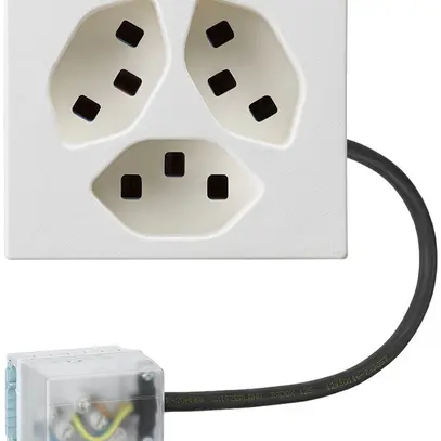 Prise FLF Hager 3×type 23 avec adaptateur Power L3 D blanc 