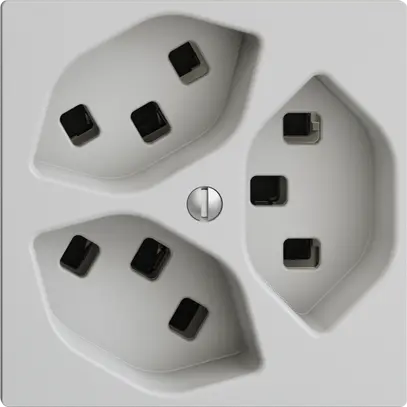 Presa EDIZIOdue 3×T23 grigio chiaro 16A, con morsetti innest. 