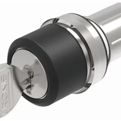 Interrupteur à clé INC EAO45 fixe-0-fixe A anneau argent 