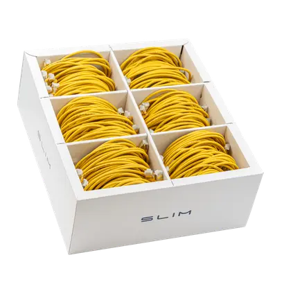 SLIM Câbles patch: 50cm, jaune, 90-Pack Cat.6A, U/FTP, LSOH, jack non sécable 