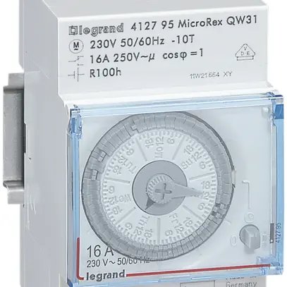 Interrupteur horaire journalier AMD Legrand MicroRex³ QT31, 1C 16A 230VAC, 3UM 
