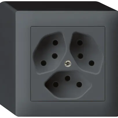 Prise AP kallysto 3×T13 anthracite avec sécurité enfants 