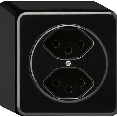 Prise AP basico 2×type 13 noir h=54mm 