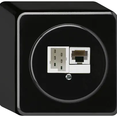 Boîte de raccordement AP basico 1×RJ45u+1×TT83 noir 