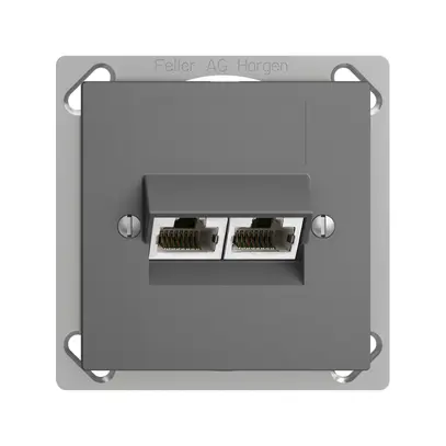 Prise INC 2×RJ45/s 8P sép.EDIZIOdue gris foncé, ITplus 