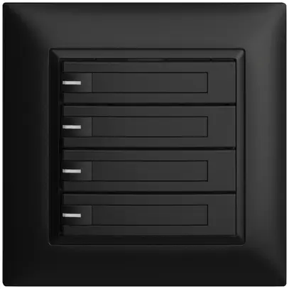 Poussoir ENC KNX 4× EDIZIOdue noir RGB avec LED avec insert papier 