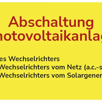 Autocollant d'avertissement ELBRO Abschaltung Photovoltaikanlage 90×40mm jaune 