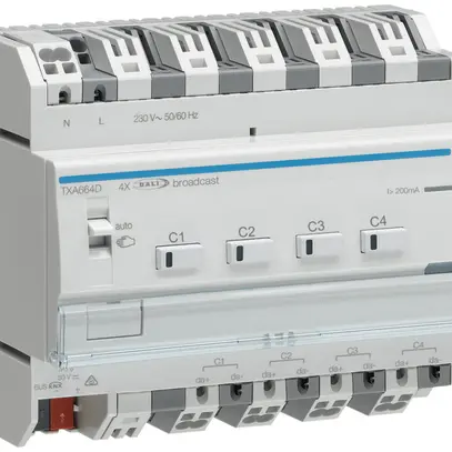 Actionneur-variateur AMD Hager TXA664D KNX easy 4×1…3W, 6UM, DALI, broadcast 
