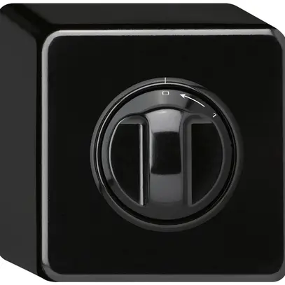 Contatto rotativo AP 0<-1/2L nero basico con manopola 