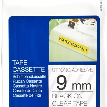 Cassette ruban Brother TZe-S121 9mm×8m transparent-noir 