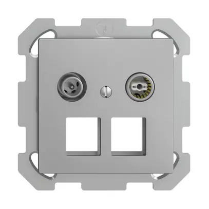 Prise multimédia 19dB ENC Edue FM, prise d.passage, pour 2×RJ45 Keystone, silver 
