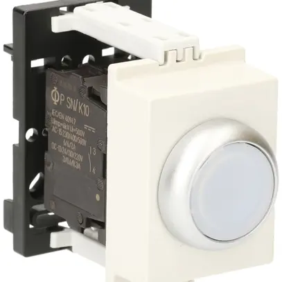 Poussoir lumineux AMD K&N, 24VAC/DC, 1F/1O 6A, 2UM, calotte blanc 