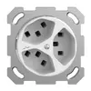 Prise ENC 3×T23 Feller STANDARDdue QM, 1×séparé, bornes enfichables, blanc 