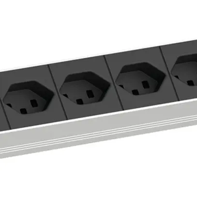 Presa multipla 19" BACHMANN 7×T23 3m con interruttore 1UA nero 