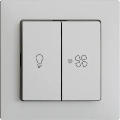 Interr. per luce e ventilazione EDIZIOdue grigio chiaro, LED giallo 