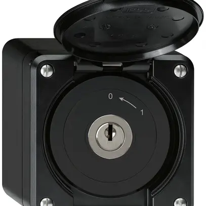 Contatto rotativo chiave AP robusto IP55 nero con coperchio 2P 