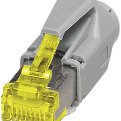 Fiche terrain Phoenix Contact CUC, RJ45/S cat.6A AWG24…27, droite, gris/jaune 