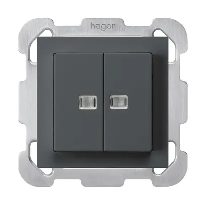 Pulsante luminoso INC kallysto 2×AR/1P 2 lenti antracite piastra di fissaggio 