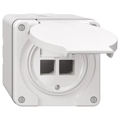 Kit de montage NAP Feller S-One EASYNET, pour 2×RJ45, hauteur 64 mm, blanc 