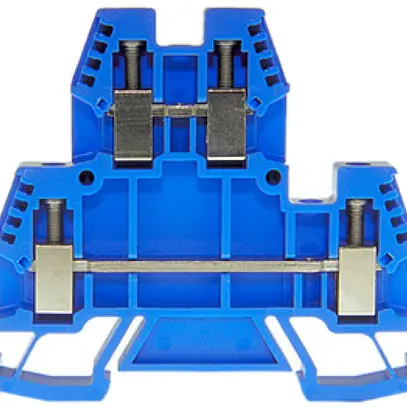 Borne de passage joignable Woertz 0.5…6mm² 41A 500V vis 2×2 rail DIN 35mm bleu 
