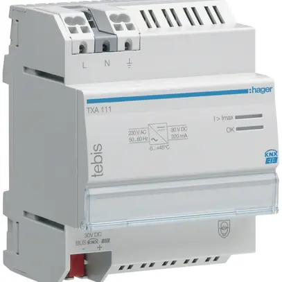 Alimentation KNX Tebis TX 320 mA 4UM Hager 
