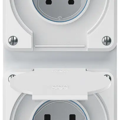 UP-Kombination robusto 2×1, 2×Steckdose T25 IP55 weiss 