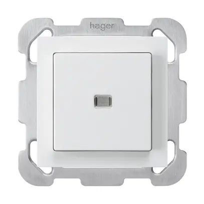 Interrupteur poussoir lumineux ENC kallysto 6/1P blanc avec plaque de fixation 