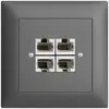 Prise de raccordement INC 4×RJ45/s 4P sép.EDIZIOdue gris foncé ITplus 