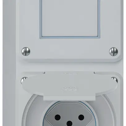 Combinaison AP robusto 2×1, interrupteur schéma 3/prise T13 IP55 gris 