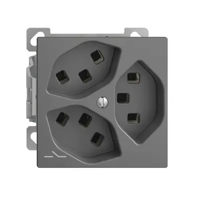 Prise AP 3×T23 Feller EDIZIOdue FXCO54, 1×séparé, bornes enfichables, gris foncé 