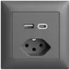 Presa INC USB tipo A+C + tipo 13 Feller EDIZIOdue FMI 230V 3000mA grigio scuro 