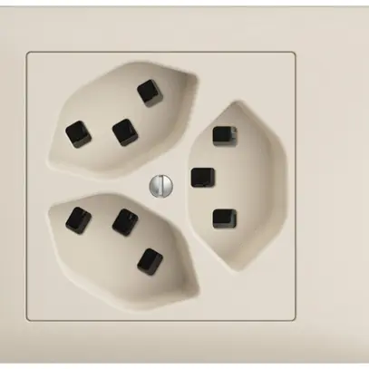 Presa INS 3×T23 16A crema, 53mm EDIZIOdue con mors. innest 
