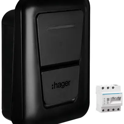 Stazione di carica Hager witty solar II trifase 22kW 250×370×150mm con presa 