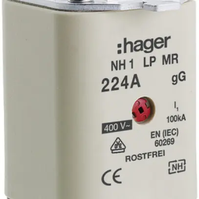Fusible HPC Hager DIN1 400VAC 224A gG/gL avertisseur central inoxydable 