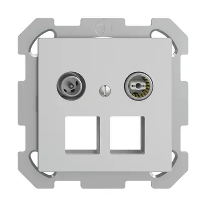 Prise multimédia 19dB ENC Edue FM, prise d.passage, pour 2×RJ45 Keystone, grc 